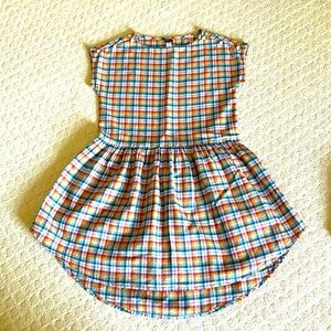 Tea Collection Linen Blend Rainbow Plaid Tunic Dress Sz 8 Girls Summer